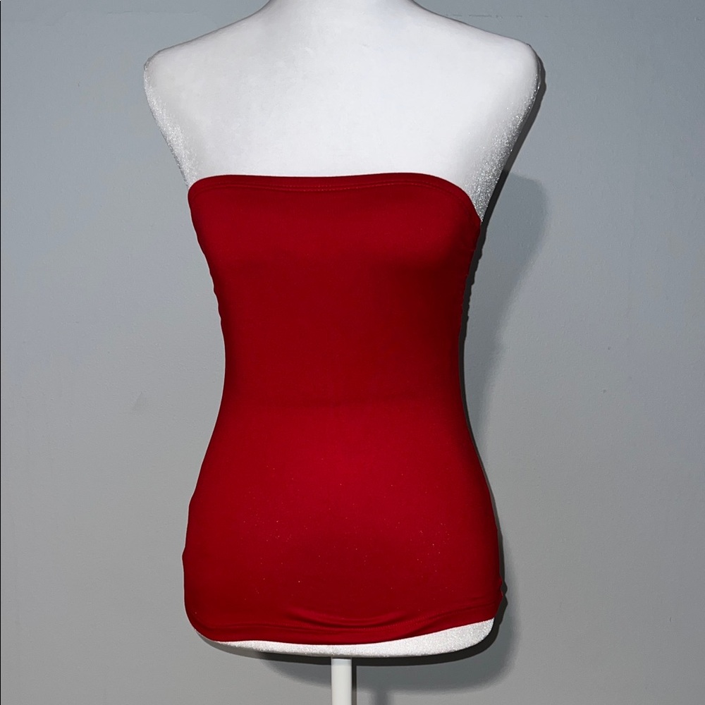 Elegant Red Strapless Top